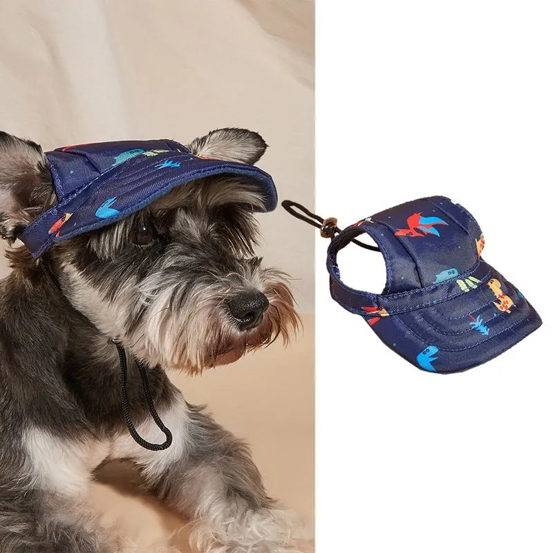 Pet baseball cap made of canvas with adjustable sizing, shown in a plaid pattern for sun protection