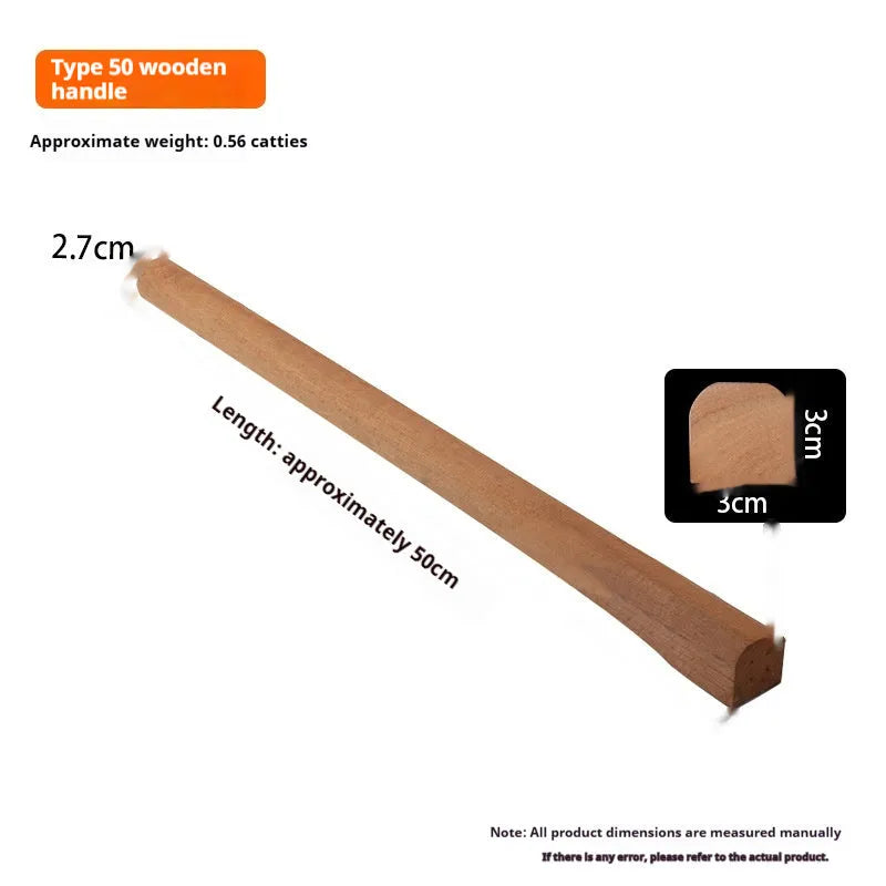 Locust wood replacement handles for axes, hoes, and sickles in various lengths on a plain background.