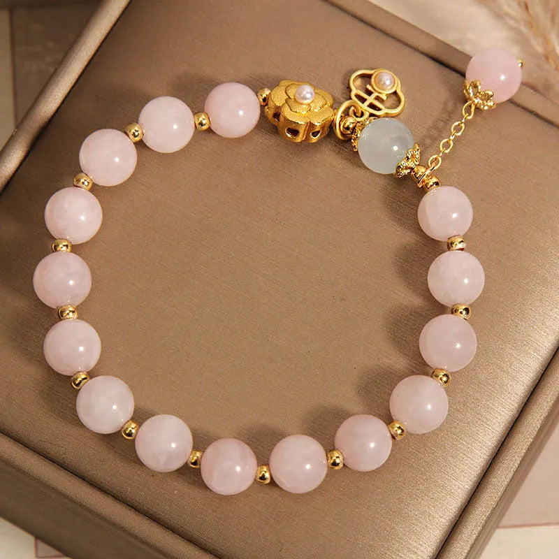 Pink crystal flower bracelet for women's fashion jewellery
