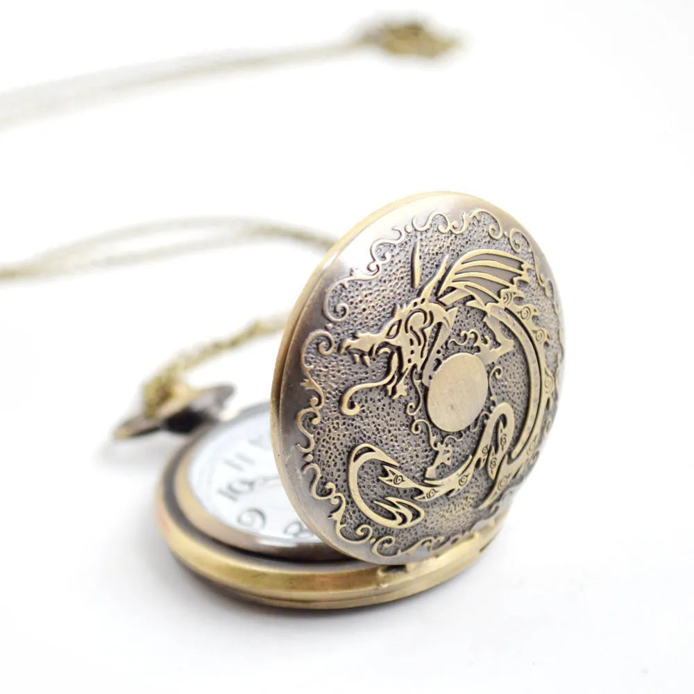 Dragon Bone Stone British pocket watch in bronze colour, 13mm thickness, casual clothing accessory