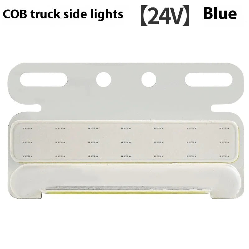 12V 24V COB LED truck side marker light in aluminium alloy housing, showing colour options.