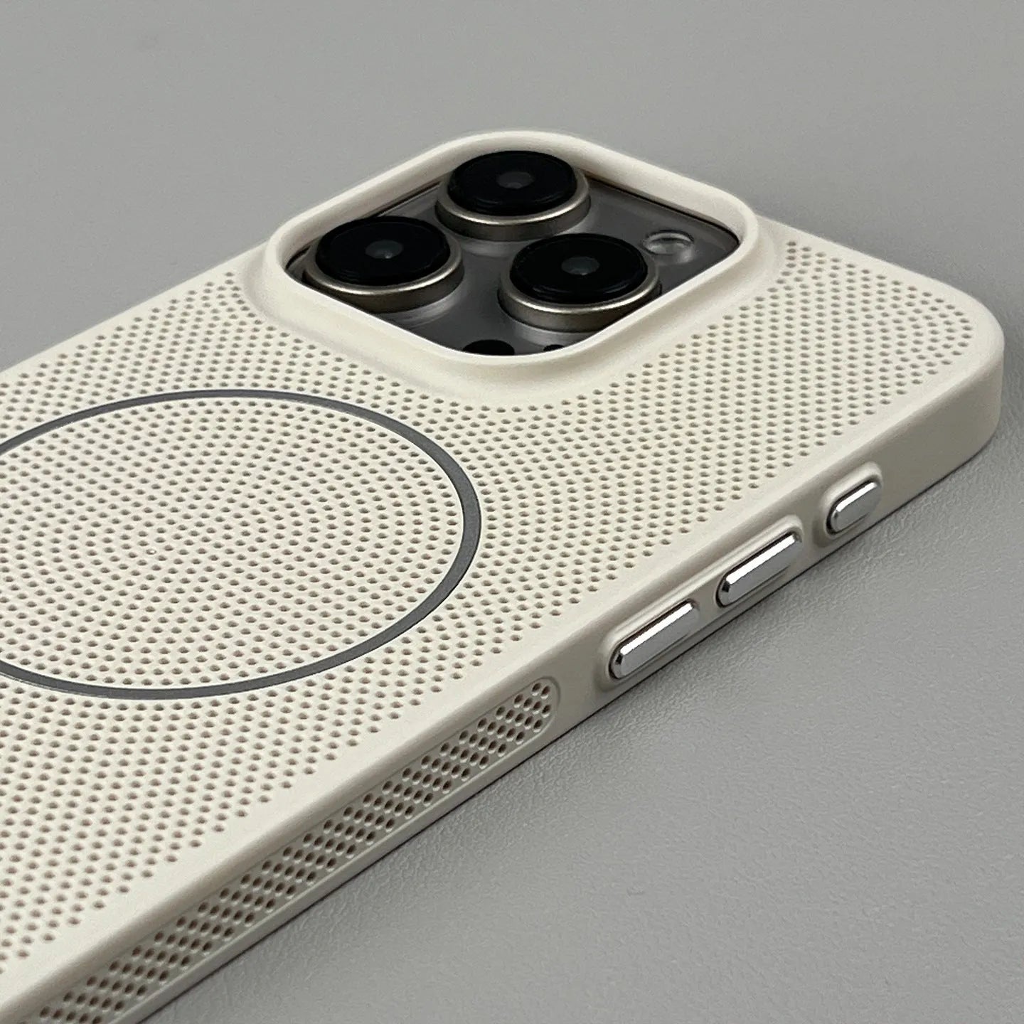 Frosted hard magnetic phone case with thin ring design on back for iPhone, shown in blue colour.