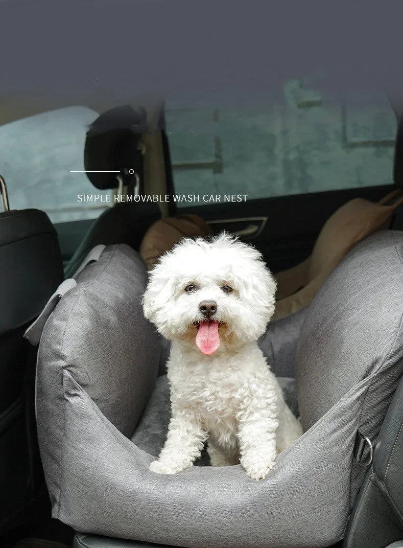 Removable washable pet travel mat car cushion for small dogs and cats with adjustable buckle