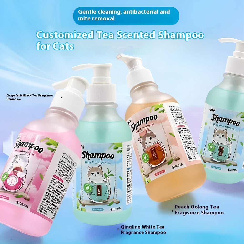 280ml cat universal bath lotion anti-mite shampoo bottle, peach oolong tea variant for cats