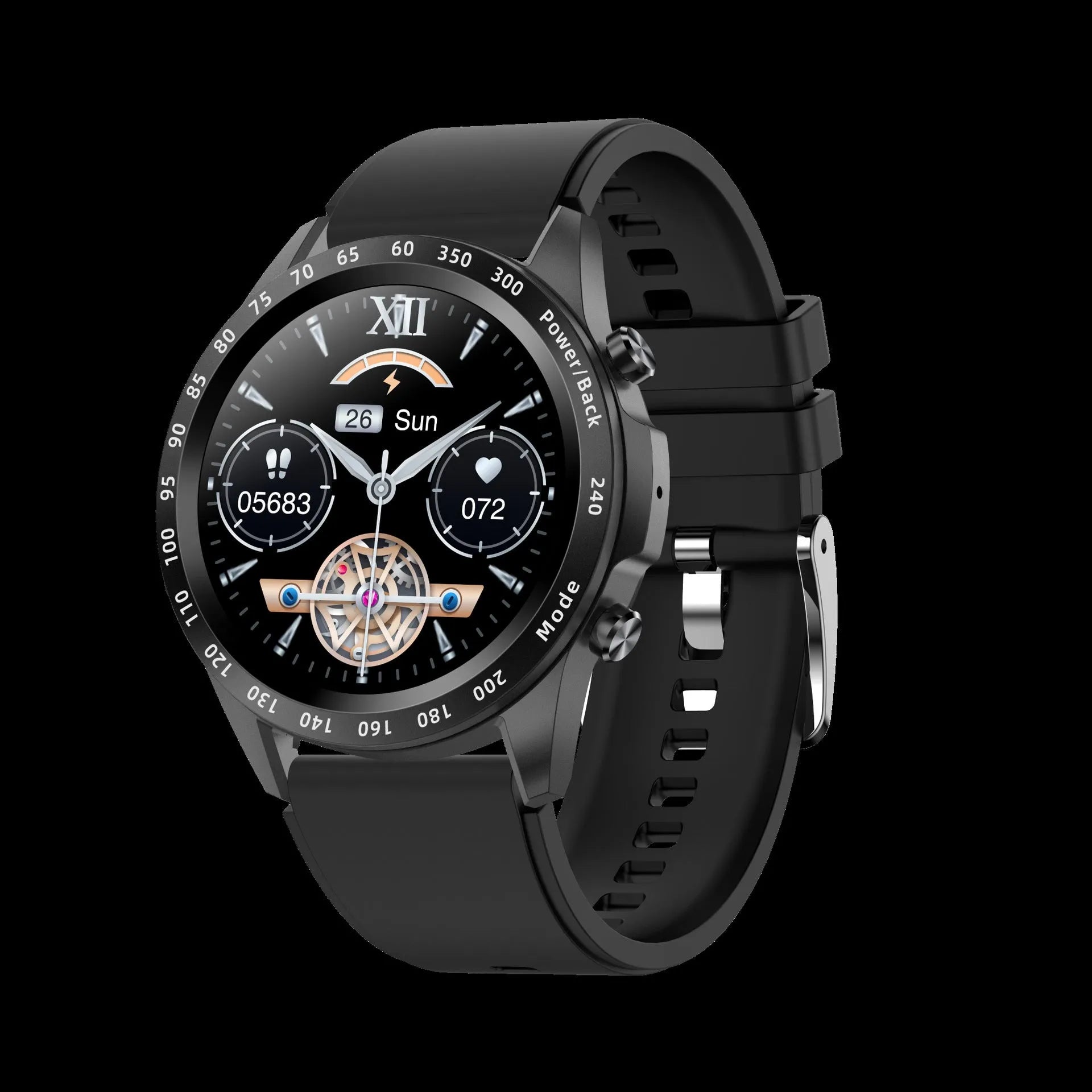 Bluetooth smart watch with 1.3 inch screen showing heart rate display on wrist