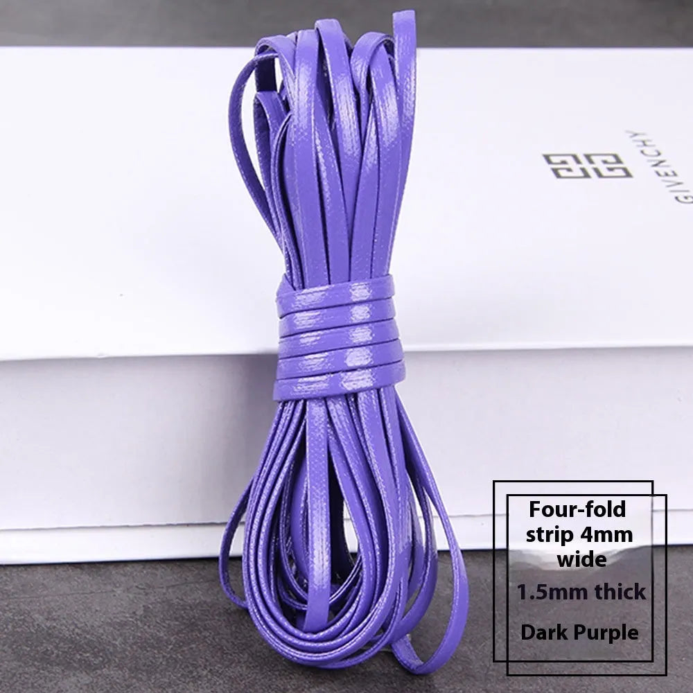 PU leather woven string cord in multiple colours showing different width options for crafting