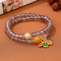 Natural gray agate bracelet with two-circle retro design for women.