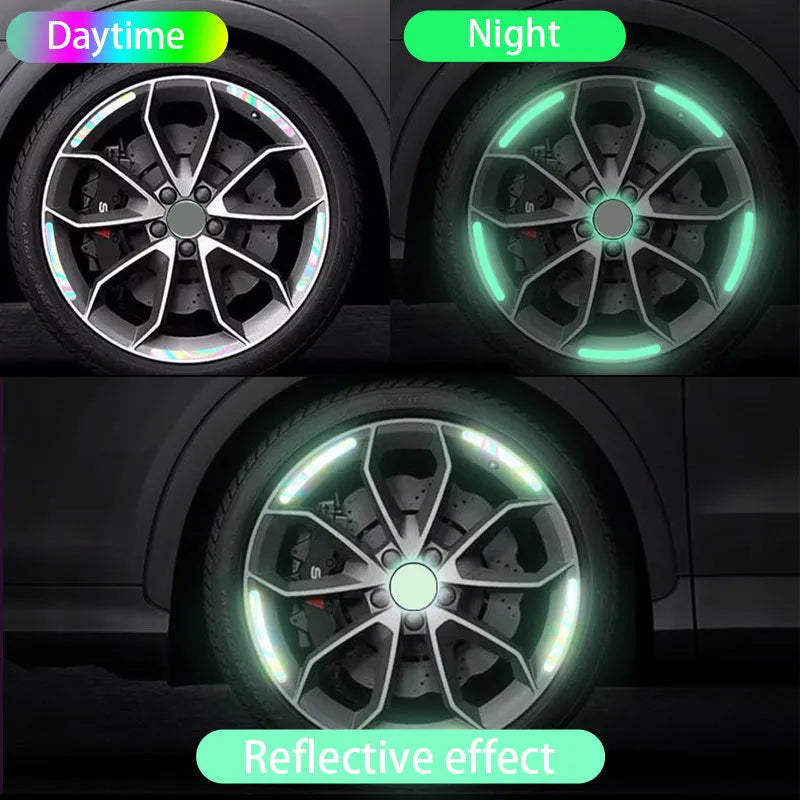 Blue reflective car strip sticker 9cm x 0.7cm self-adhesive 10 pieces on vehicle body