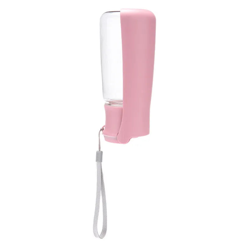 Foldable plastic dog water bottle dispenser in blue, pink, or white with 350ml or 550ml capacity