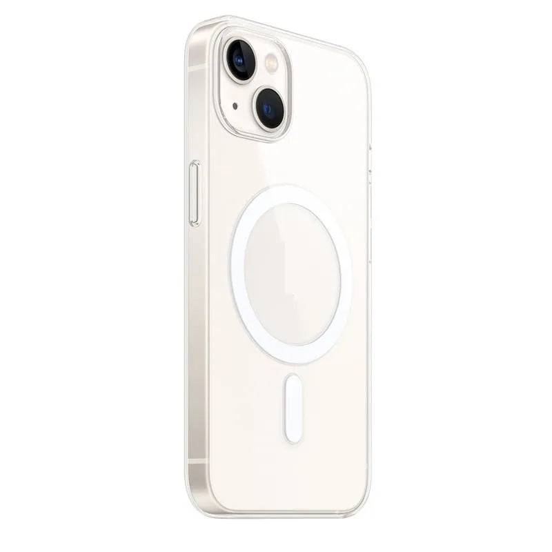 Full transparent magnetic back cover case for iPhone on a table