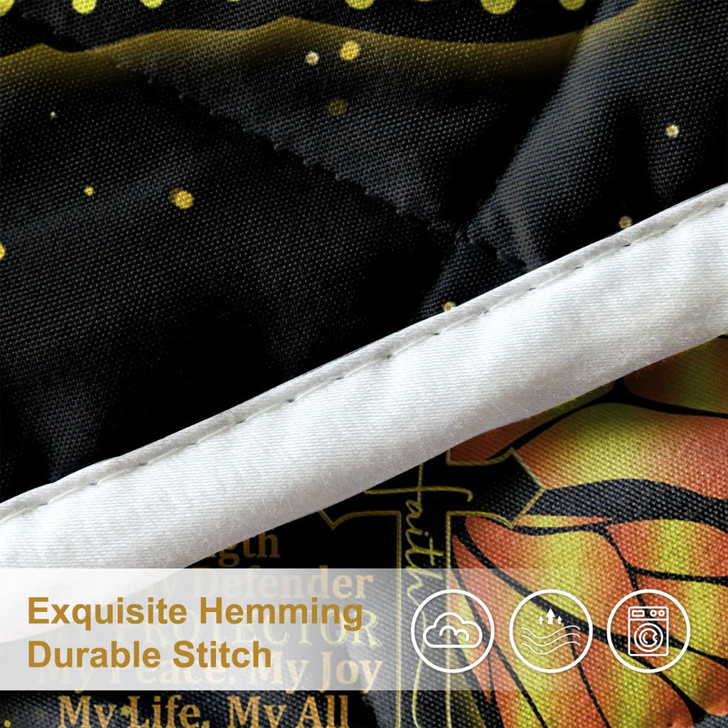 3 piece butterfly and sunflower pattern pet theme quilt set in black with soft microfiber fabric