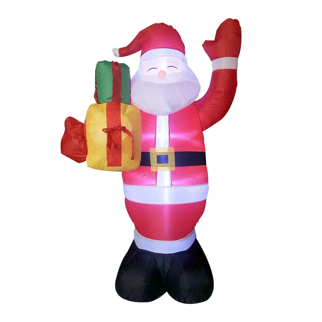 Glowing LED inflatable Christmas decoration showing Santa, tree, or snowman for outdoor garden use