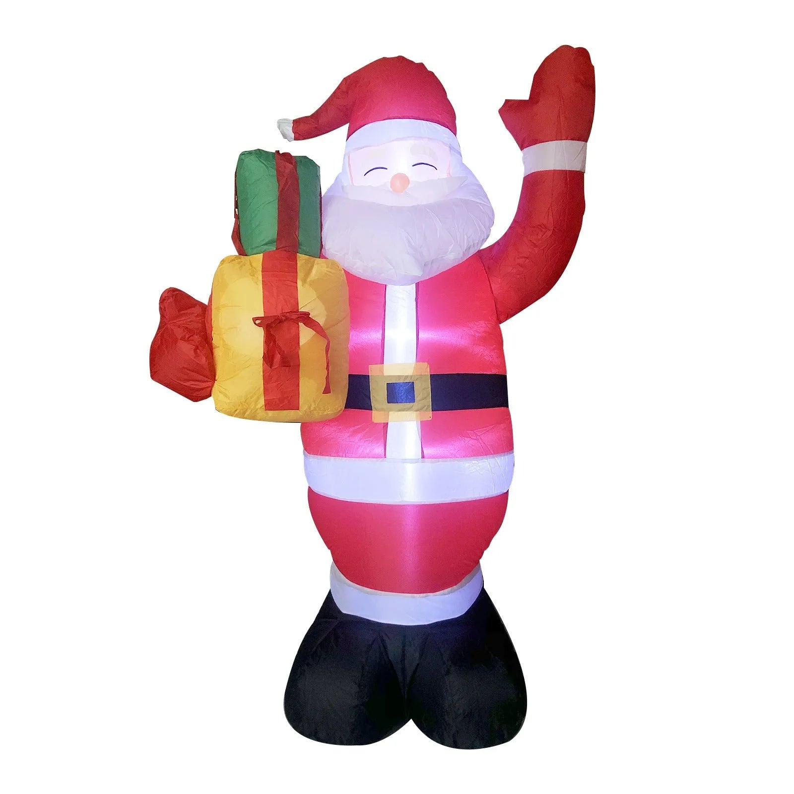 Glowing LED inflatable Christmas decoration showing Santa, tree, or snowman for outdoor garden use