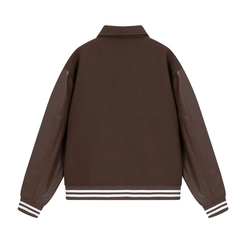 Women's woolen jacket with bone embroidery stitching in apricot colour for autumn winter wear