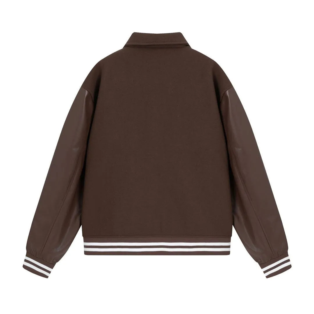 Women's woolen jacket with bone embroidery stitching in apricot colour for autumn winter wear