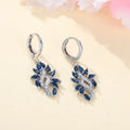 Women's simple minority style alloy earrings in platinum sapphire blue colour