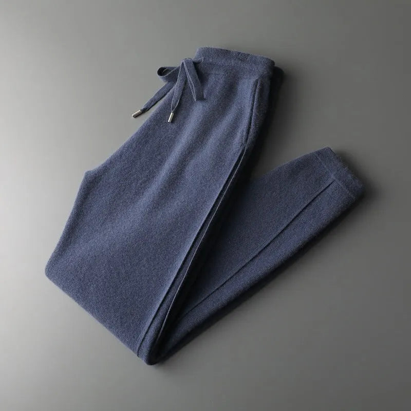 Four flat split thickening casual trousers in cashmere blend, camel colour, mid waist straight leg
