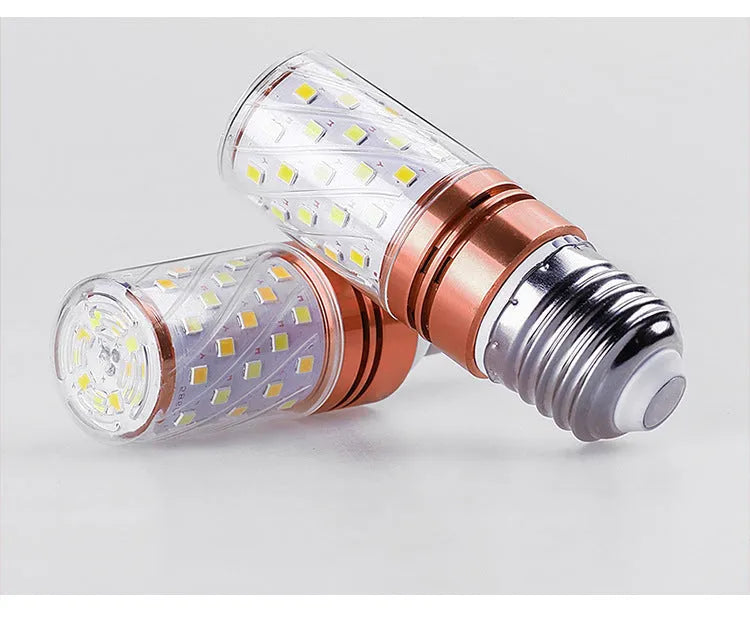 12W E14 screw cap LED corn light bulb with three colour temperature settings on a white background.