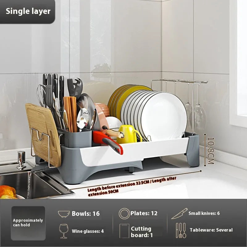Qiaola Plastic Dish Rack Multi-function Draining Rack Korean Style Single Layer