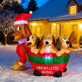 Christmas Dachshund inflatable air model in polyester for outdoor courtyard holiday decoration