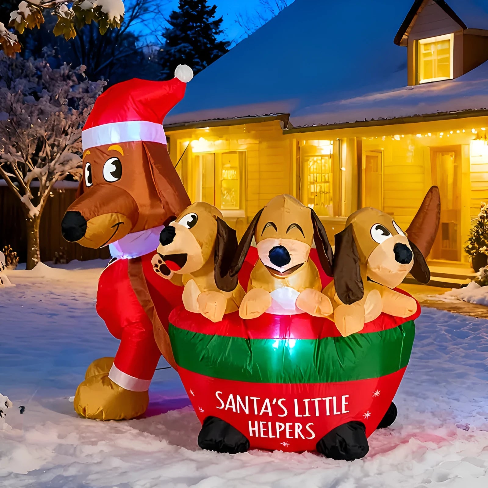 Christmas Dachshund inflatable air model in polyester for outdoor courtyard holiday decoration