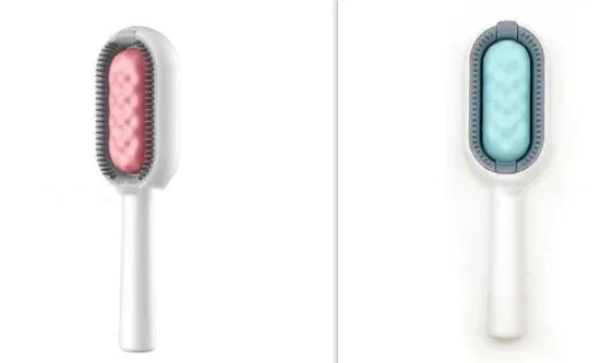 Green plastic pet hair removal comb with disposable wipes sticker for cats and dogs