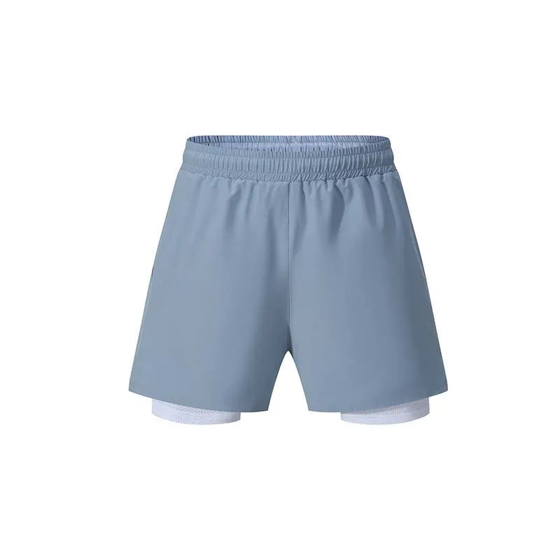 Men's black running shorts with built-in liner and high elastic waistband for summer fitness