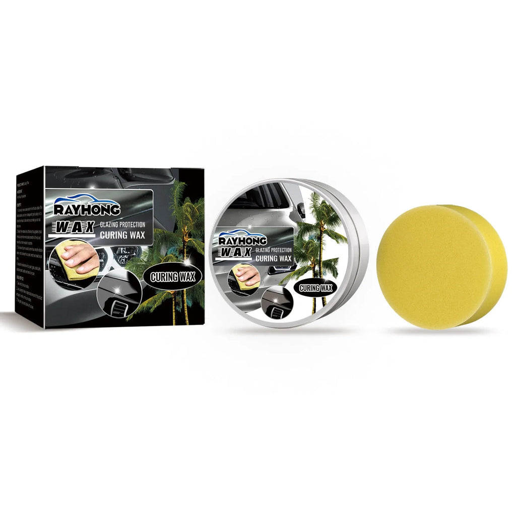 Car coating wax kit showing square wax block and applicator sponge for paint protection