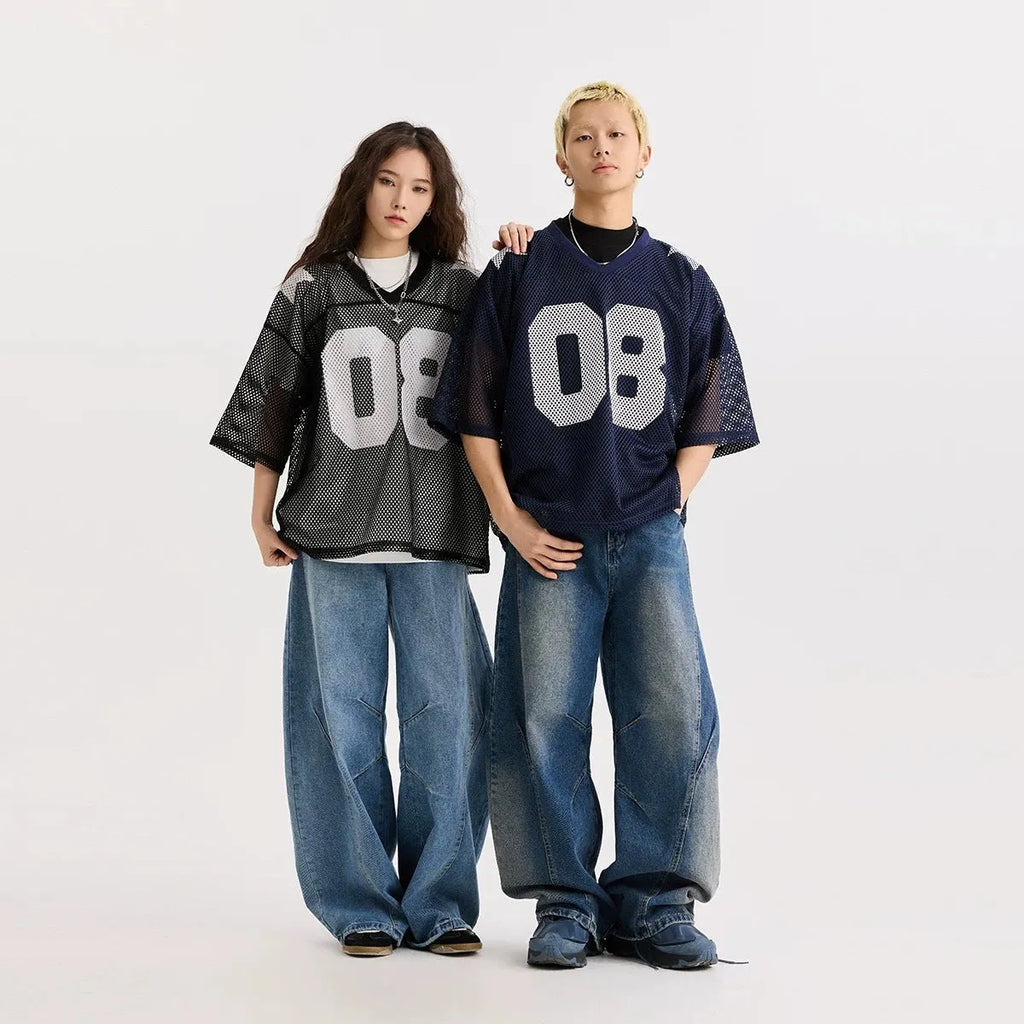 Black half sleeve shirt with white letter pattern, loose fit pullover style for men and women