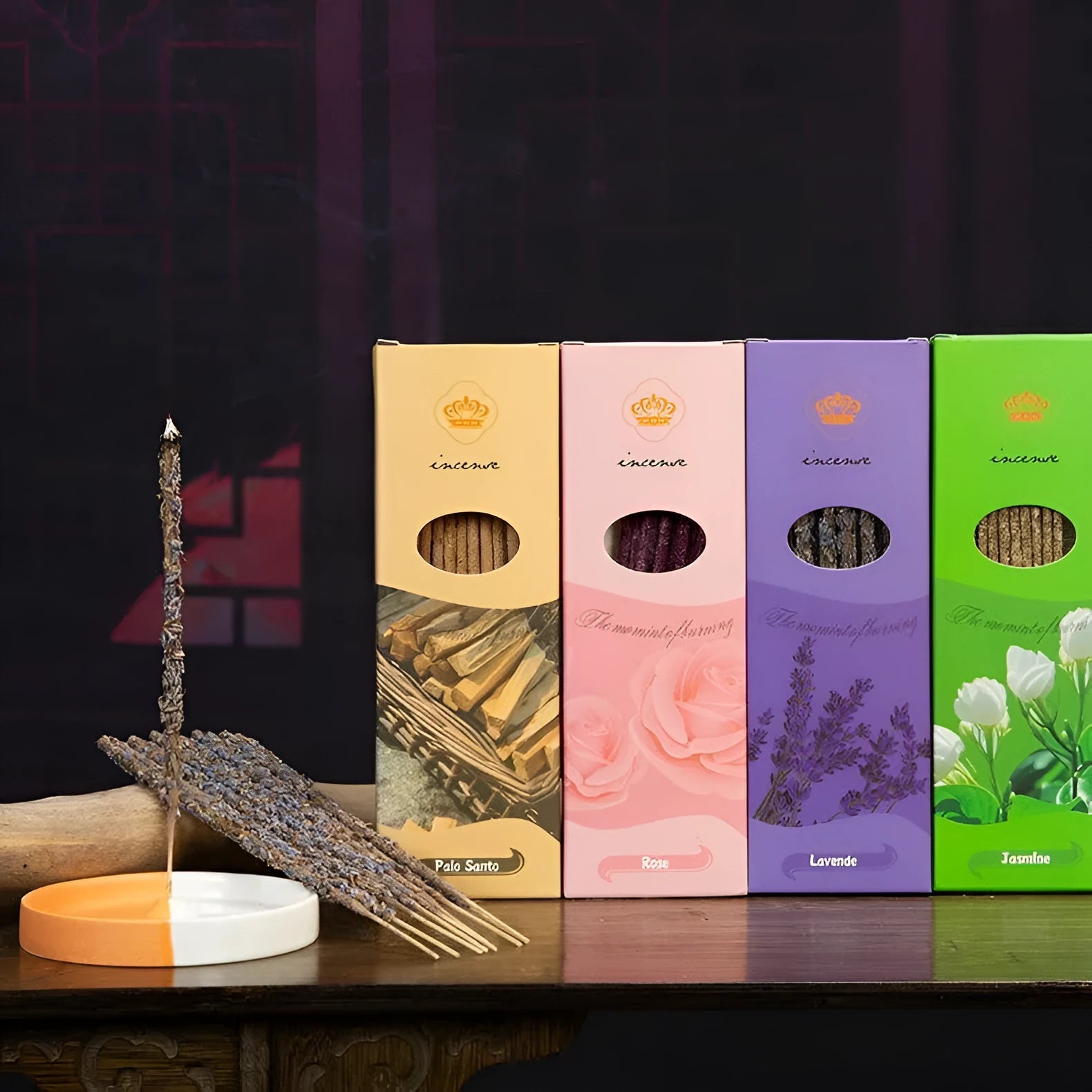 Box of 10 handmade Argentine aromatherapy incense sticks with an incense holder.