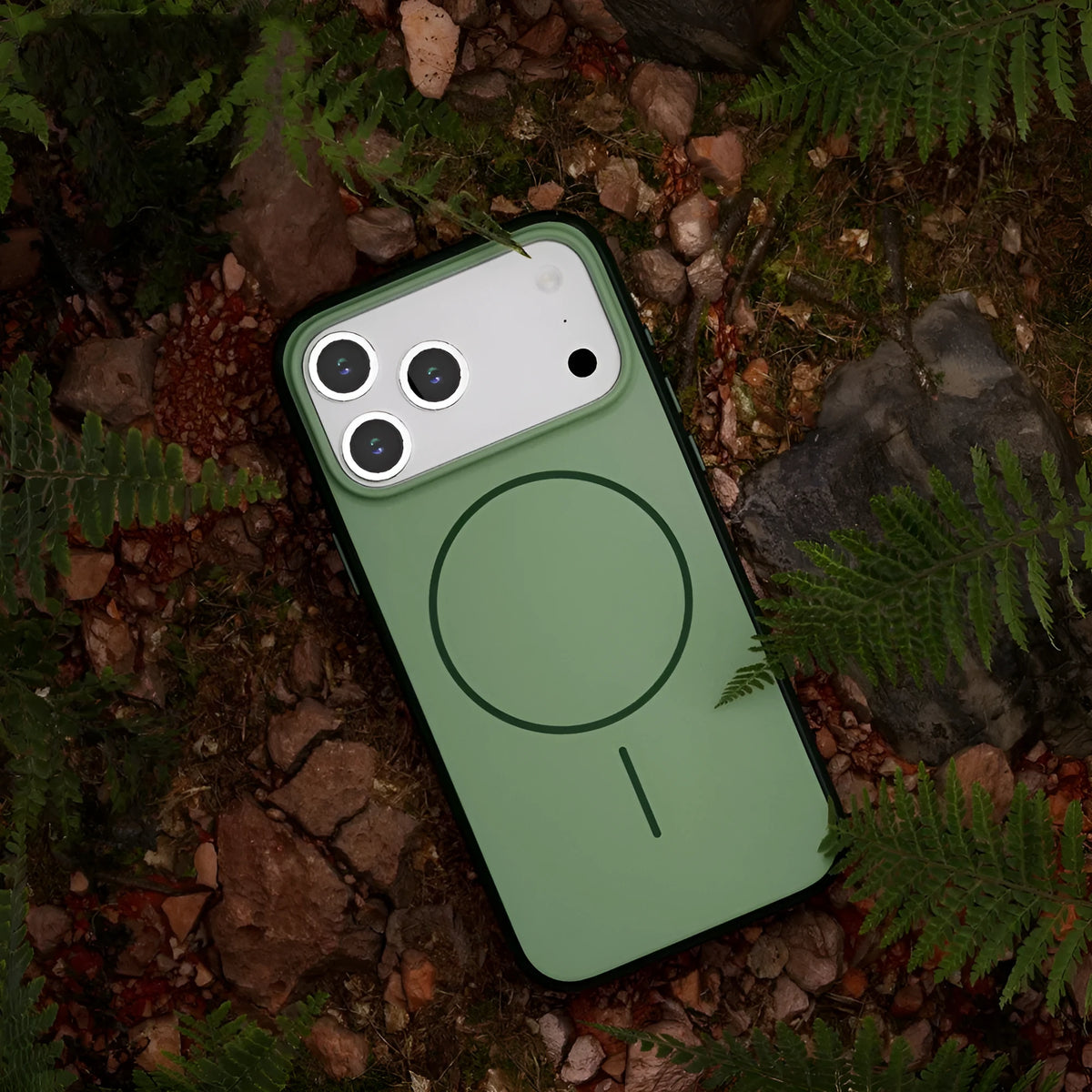 Matte magnetic silicone phone case for iPhone 17 series, available in black, blue, white, orange, dark night green, gold