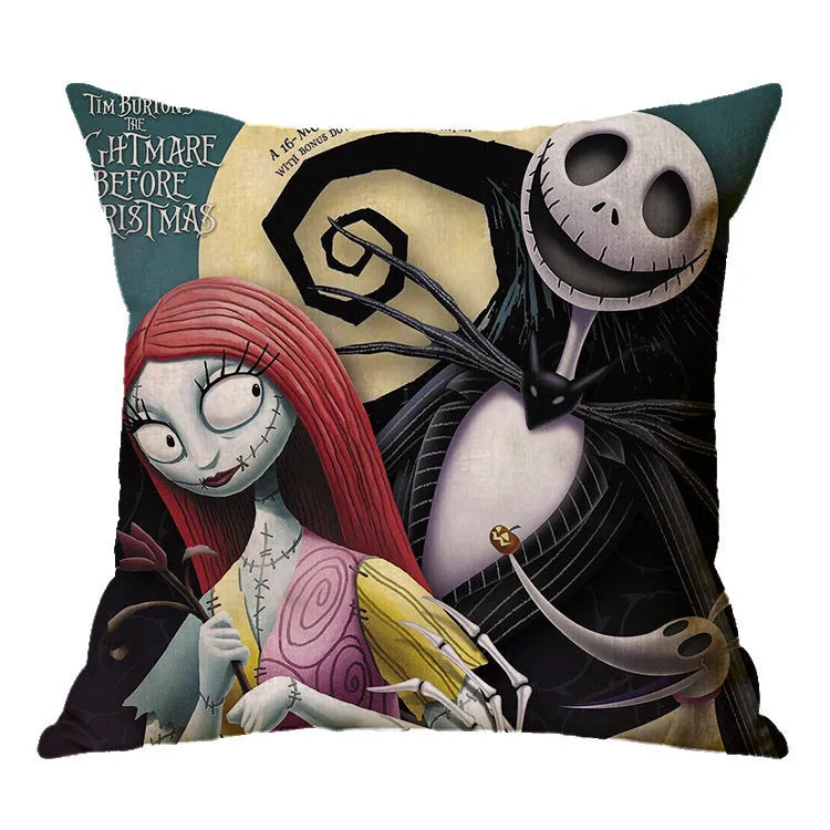 Linen skull Halloween pillow cover 45x45cm in colour option A01 with envelope closure