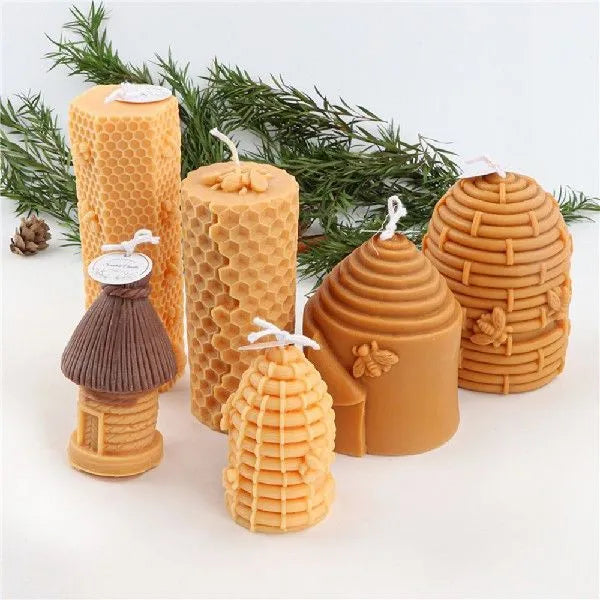 3D honeycomb silicone candle mould in white, irregular shape for DIY scented candle making