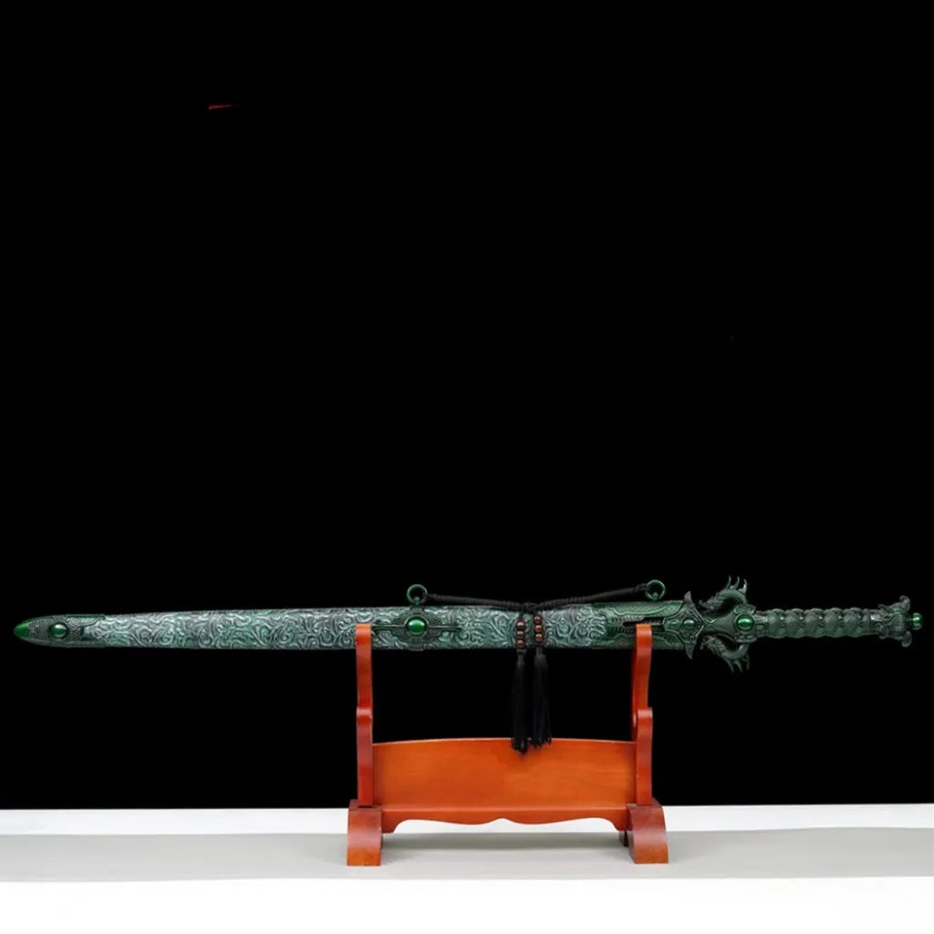 Tang Heng Dao Xiu Chun Dao unsharpened high manganese steel sword with leather-covered scabbard