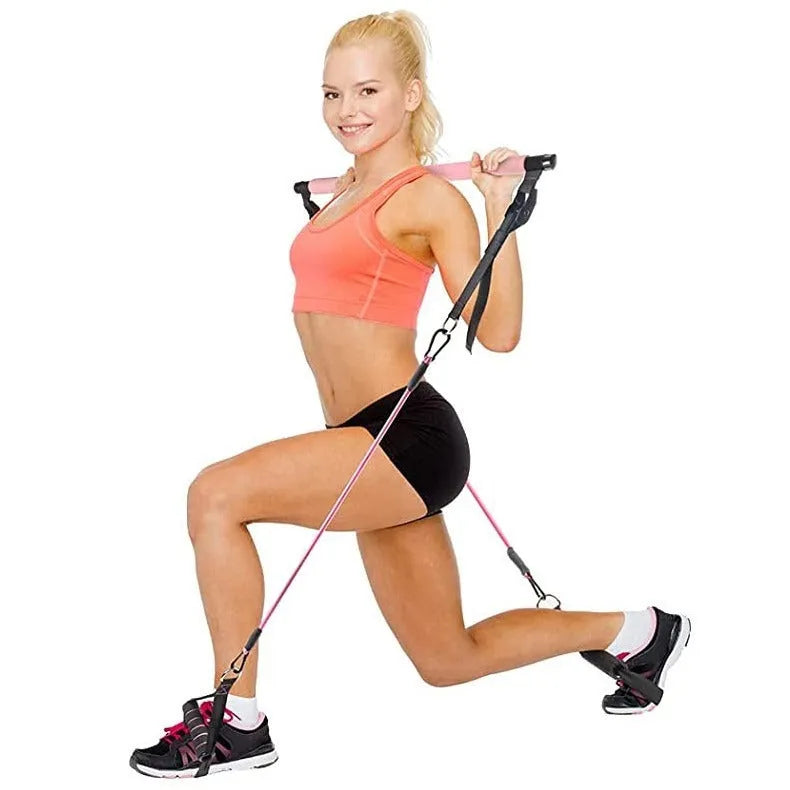Women's fitness stick 11-piece set with TPE adjustable poles in pink purple black colours