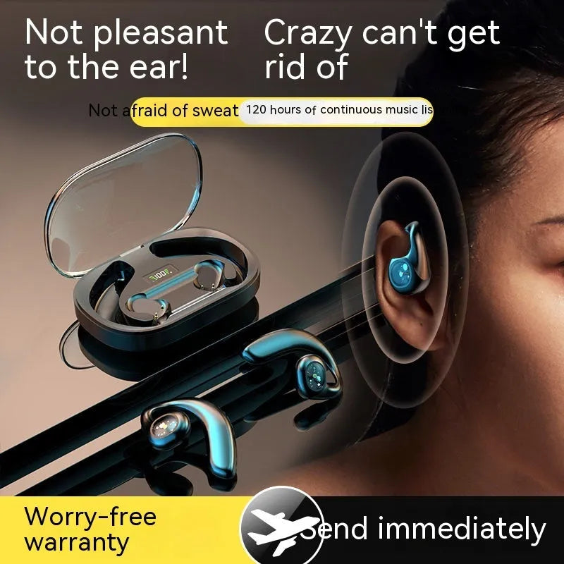 Y3 open non in ear wireless Bluetooth earphones black ear hook bone conduction sports style