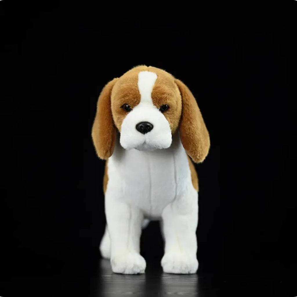 Realistic beagle dog plush doll 29cm soft simulation stuffed animal on white background