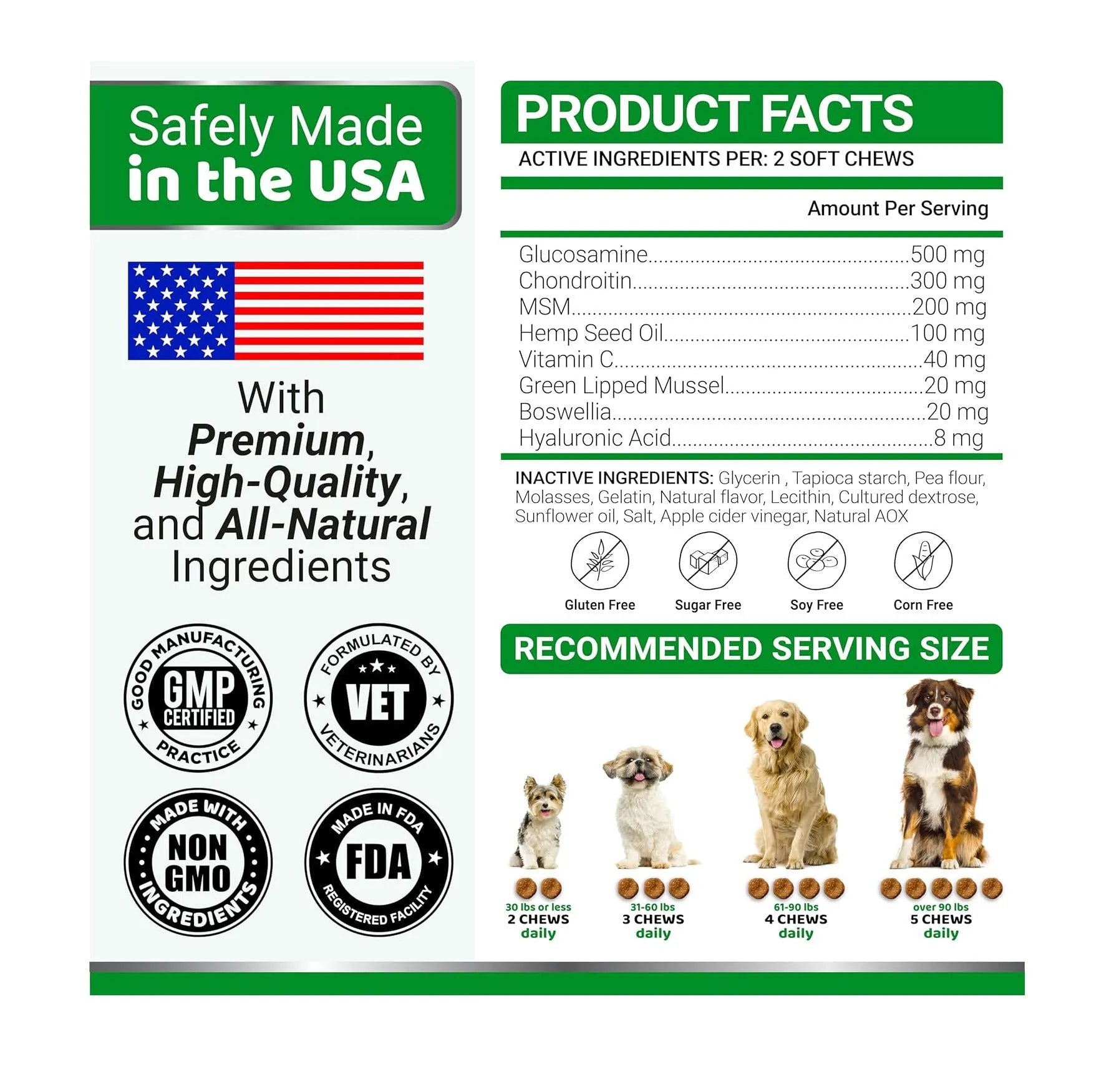 Pet hip and joint supplement chondroitin soft particles for dog joint support