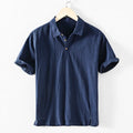 Men's loose fit linen shirt in a solid colour, shown in a light grey option.