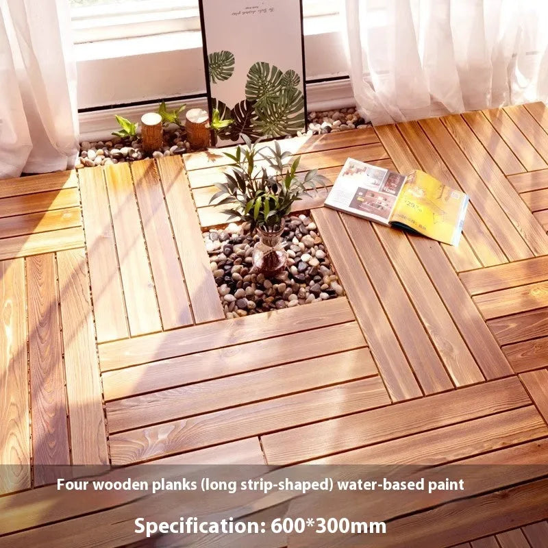 Camphor pine wood flooring tiles 30x30cm square for balcony thickening