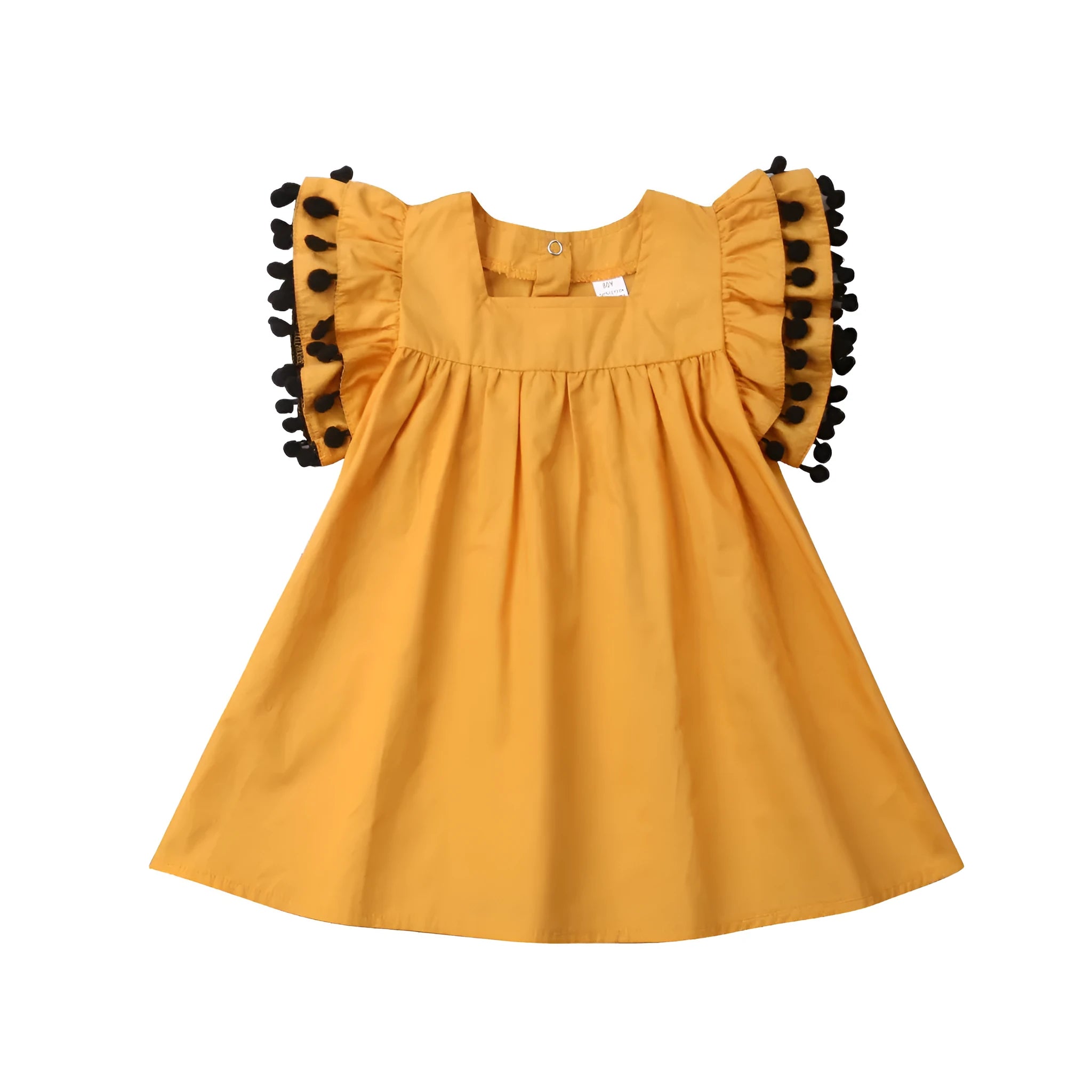 Sleeveless orange cotton girls dress for toddlers and children sizes 12M to 5T