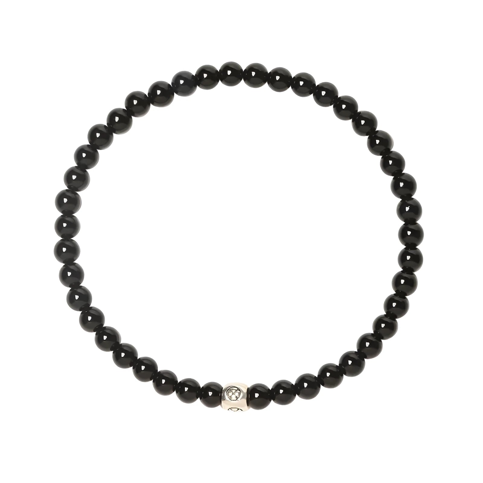 Agate bracelet with Obsidian, blue San and black agate 4mm beads in geometric chamfered design