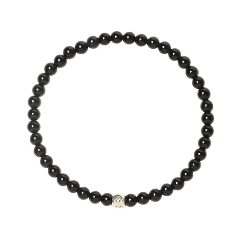Agate bracelet with Obsidian, blue San and black agate 4mm beads in geometric chamfered design