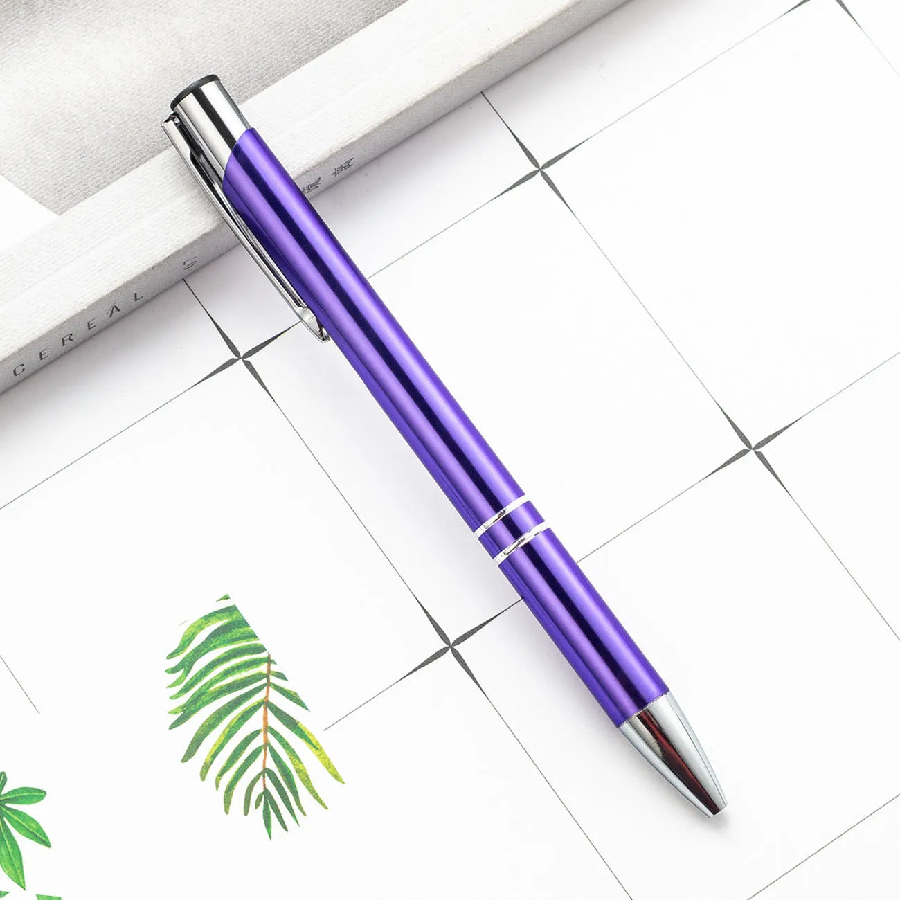 Metal ballpoint pen with aluminium barrel in multiple colour options including champagne gold and painted silver