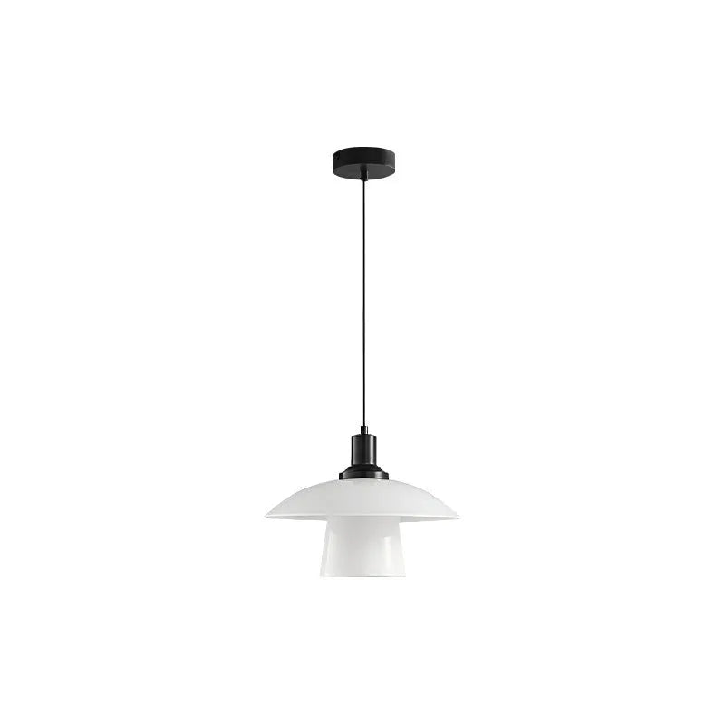 Italian minimalist glass bedside pendant light with black three-colour LED fixture