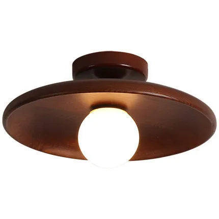 Solid wood and glass ceiling lamp in minimalist design with LED lighting
