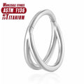 F136 titanium alloy fork nose ring with diamond cut finish in silver colour, on display