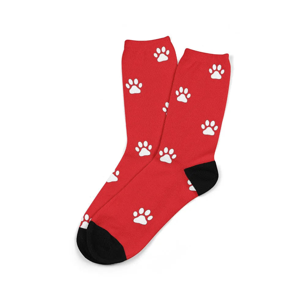 Personalised mid-calf tube socks with custom graphic printing in multiple colours