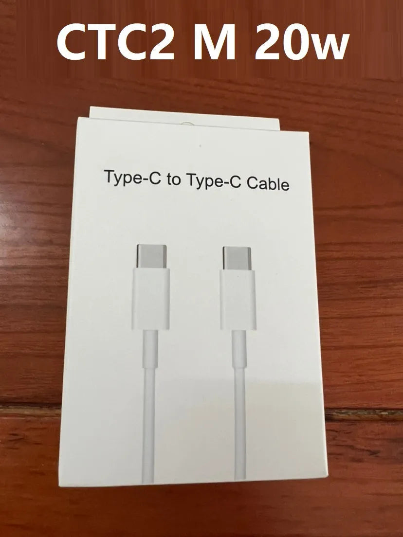 White 20W USB-C PD fast charger with UK plug and a choice of cable lengths.