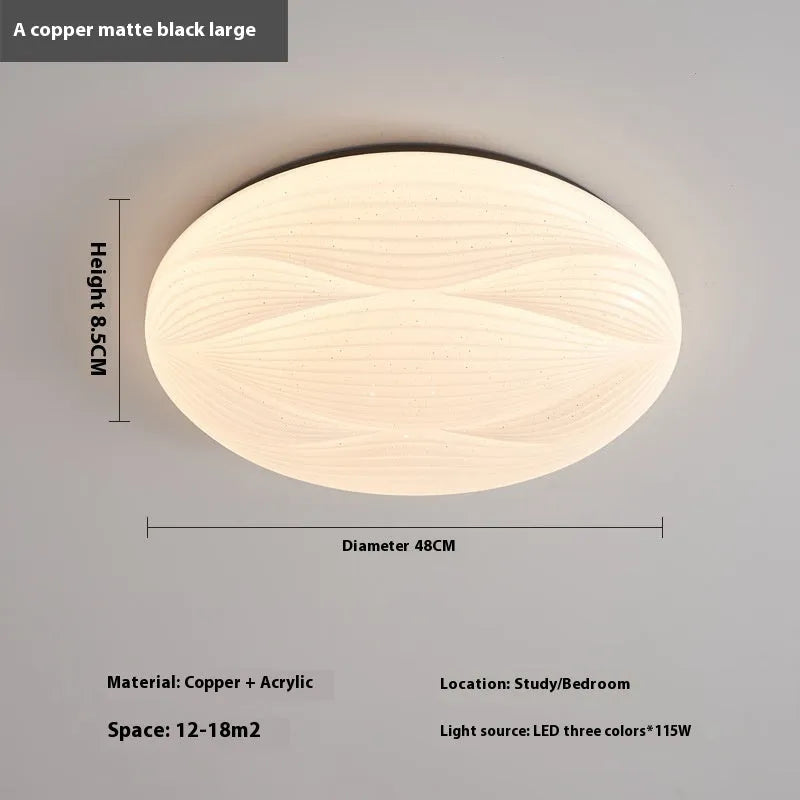 Modern copper round ceiling lamp for bedroom with multiple size options